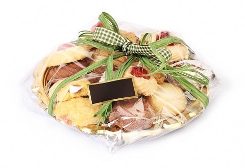 Pack a gift basket in transparent foil