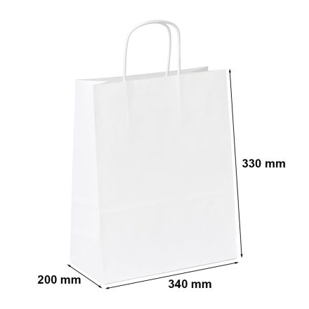 White paper catering bag with handles 340x200x330 mm to go