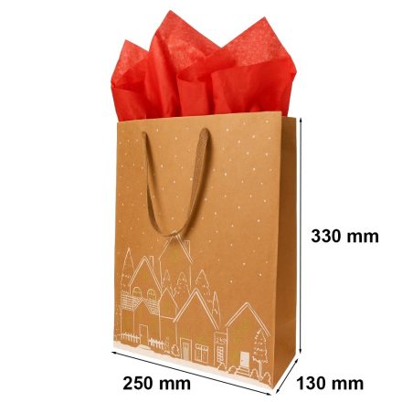 Paper bag, gold crater 250x130x330 mm Christmas gift