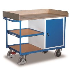 Workshop trolley SW-600.610 with cabinet and countertop, large lifting capacity 400 kg