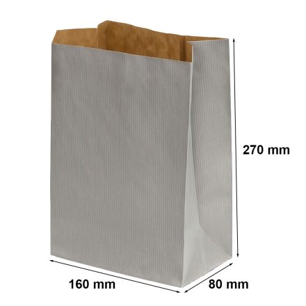 Folding paper silver bag KRAFT SILVER 160x270+80 mm 1 pcs