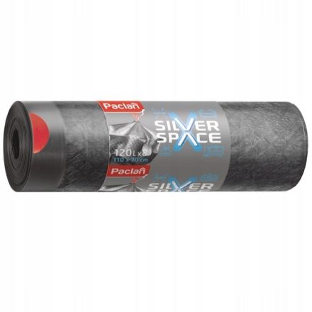 Strong garbage bags Silver Space 120 l grey with tape, 8 pcs