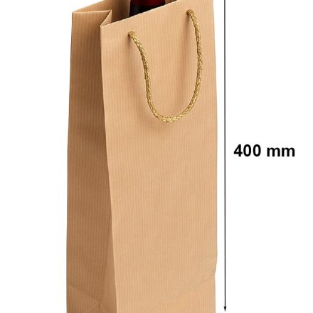 Paper bag for wine 120x80x400 brown Kraft with string holder