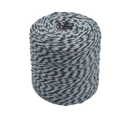 Two-colored white-green cotton cord 100 g, 2 mm, 42 m