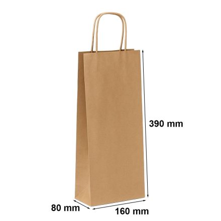 Eco paper bag with screw holder 160x80x390 mm brown