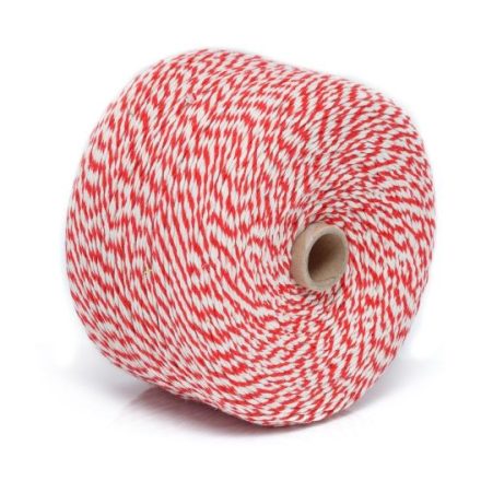 White-red cotton cord 2 mm 1 kg to macroma, spool