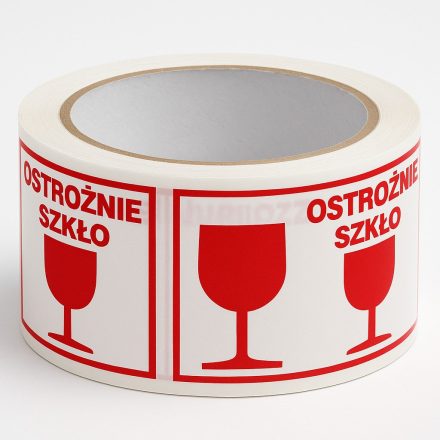 Package warning tape for cartons CAREFULLY GLASS 48mm/66m