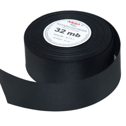 Decorative satin ribbon 12 mm black 32 m for gifts WS8141