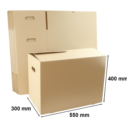 Large strong moving cartons with handles 550x300x400 mm 10 pc