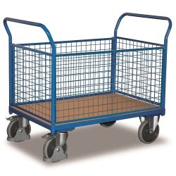 Storage transport trolley with 4 by side SW-500.401 400 kg blue