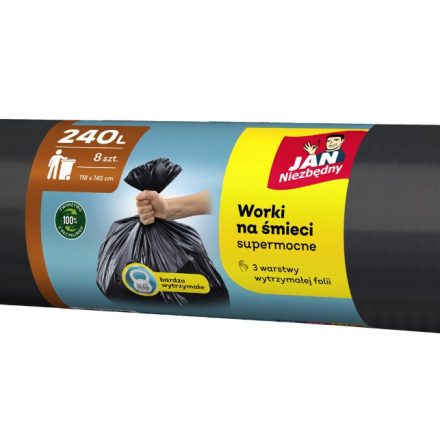 John The Necessary Waste Bags LDPE black 240 l 8 Sturdy piece