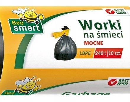 Bee Smart black trash bags LDPE 240 l, 10 pcs - strong and spacious