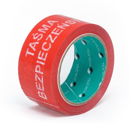 Red safety tape for packages and consignments 48 mm x 66 m
