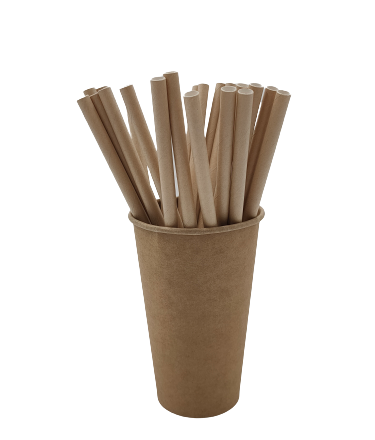 Paper straws brown organic krafts for beverages 8x210 mm 250 pc