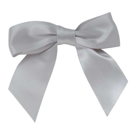 Decorative satin bows with adhesive 25 mm silver 10 pcs for boxes