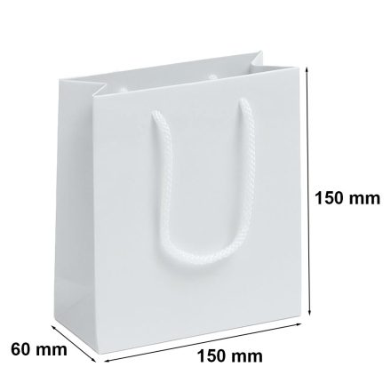 Paper gift bag white laminated with handle 150x60x150 mm