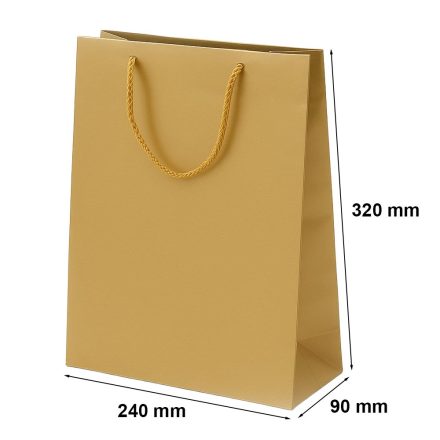 Gold laminated paper bag 240x90x320 mm gift with handle