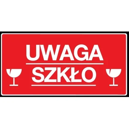 Warning stickers Note Glass 2 glasses 100x50mm 100pc roll