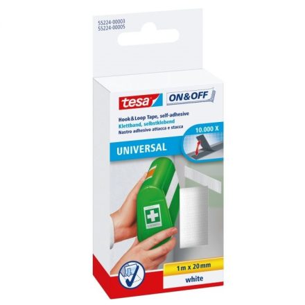 Self-adhesive cap in tape TESA On & Off 1 m x 20 mm, white