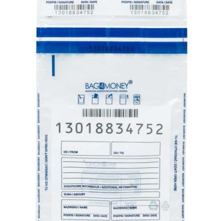 Secure B5 Bag4Money banking envelopes, colourless 180x245 mm 100 pc