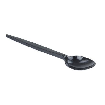 Black plastic disposable spoons 125 mm 100 pcs for catering