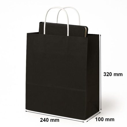 A gift paper bag ECOBAG with handle 240x100x320 mm black