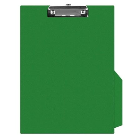Clipboard PVC A4 green with pocket, pad with clip for documents