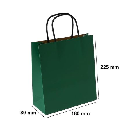 Small green gift paper bags 180x80x225 with handle