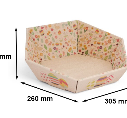 Easter cardboard tray Spring gift basket 305x260x130 mm