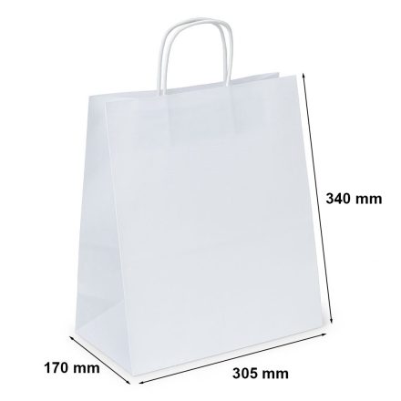 White paper bag with handle 305x170x340 mm 17,5 l