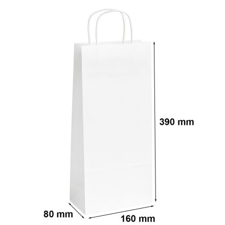 Paper bags for white bottles in strips 160x80x390 with handle