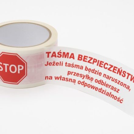 Safety tape STOP Warning white-red 48mm/66m
