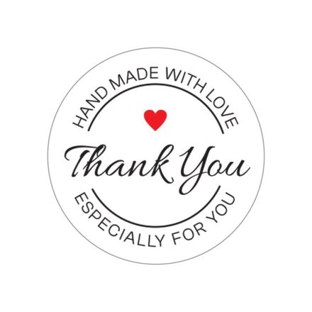 Round stickers white Thank You 7 fi 30 mm, 200 pcs on roller