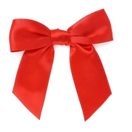 Ornamented satin bow 25 mm red for gifts 10 pcs