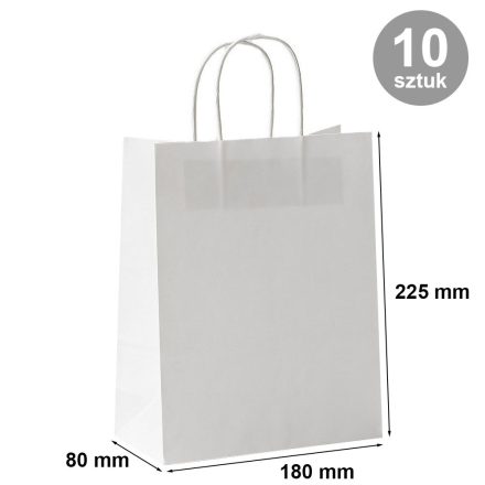 White paper gift bag 180x80x225 mm, package 10 pcs