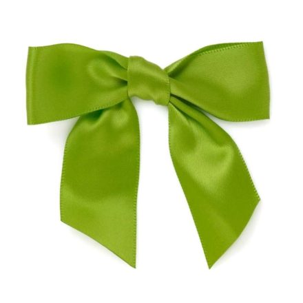 Satin bows 25 mm light green with sticky 10 pcs for gifts