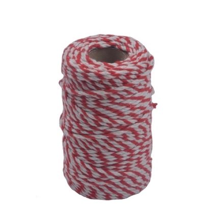 White-red cotton cord for packing 2 mm 42 m 100 g
