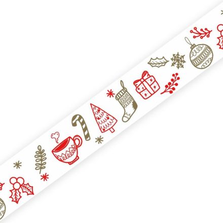 Christmas tape decorative gold-red patterns 45mm/50m