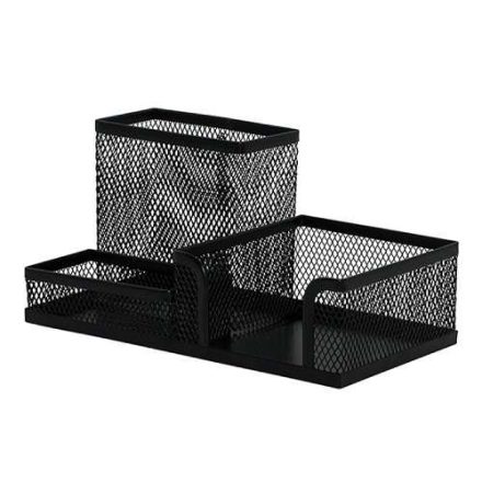 Q-Connect Desk Toolbox with Metal Grid 3 Black chambers