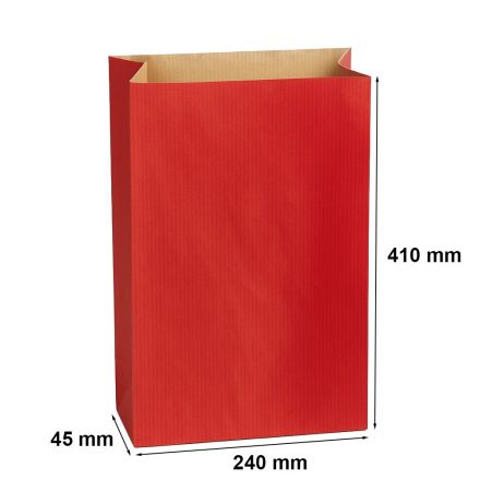 Red paper bag 240x410+75 mm, 60 g/m2 without handle