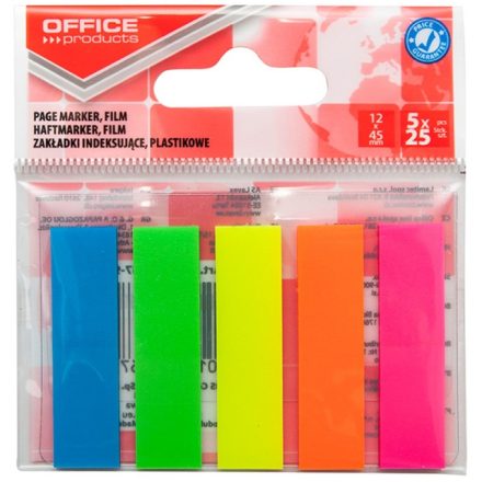 Self-adhesive indexing bookmarks 12x45 mm, 5x25 pcs, mix of colors