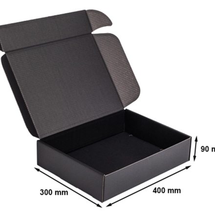Cardboard box, fashion box 400x300x90 mm black FEFCO 427
