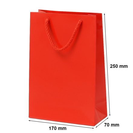 Paper bag laminated for gift with handle 170x70x250 red