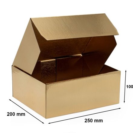 Cardboard cut-off box 250x200x100 mm gold for gift