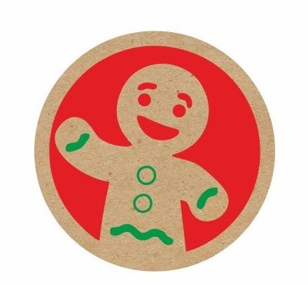 Holiday stickers round kraft Tight 35 mm, 200 pcs on roller