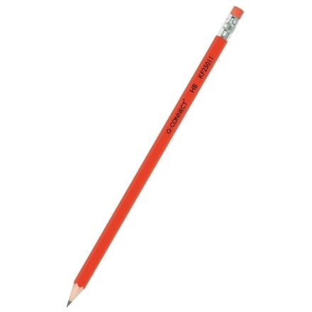 Wooden pencils lacquered Q-Connect HB with red rubber band 12 pcs