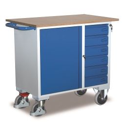 Workshop trolley SW-985.001 with countertop, locker and 6 drawers 400 kg