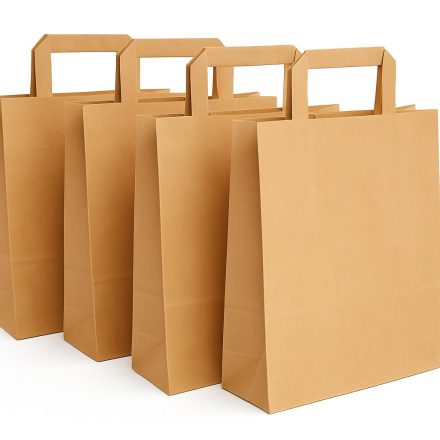 Paper bag with flat handle 180x80x220 ## Brown ## 250 pcs