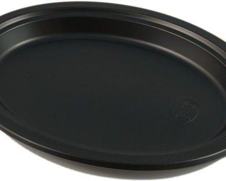 Plastic disposable plates PS flat black 26 cm, 100 pcs