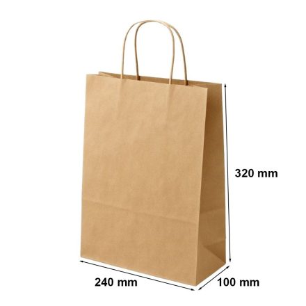 Organic paper bag brown smooth 240x100x320 twisted handle